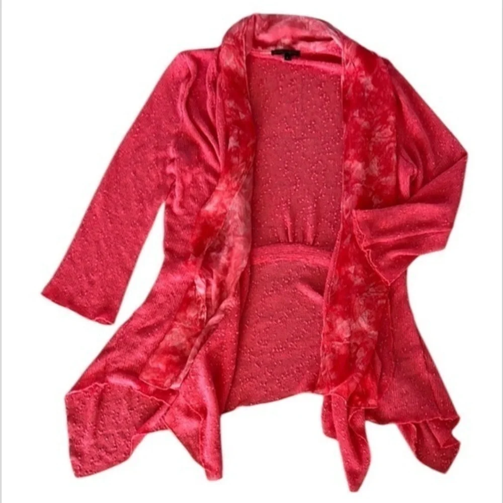 Alberto Makali Vibrant Coral Pink Open front Cardigan size large